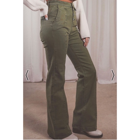 NWT BLANK NYC The Delancey Denim Wide Leg Pants Going Green Size 27 New! - Picture 6 of 8